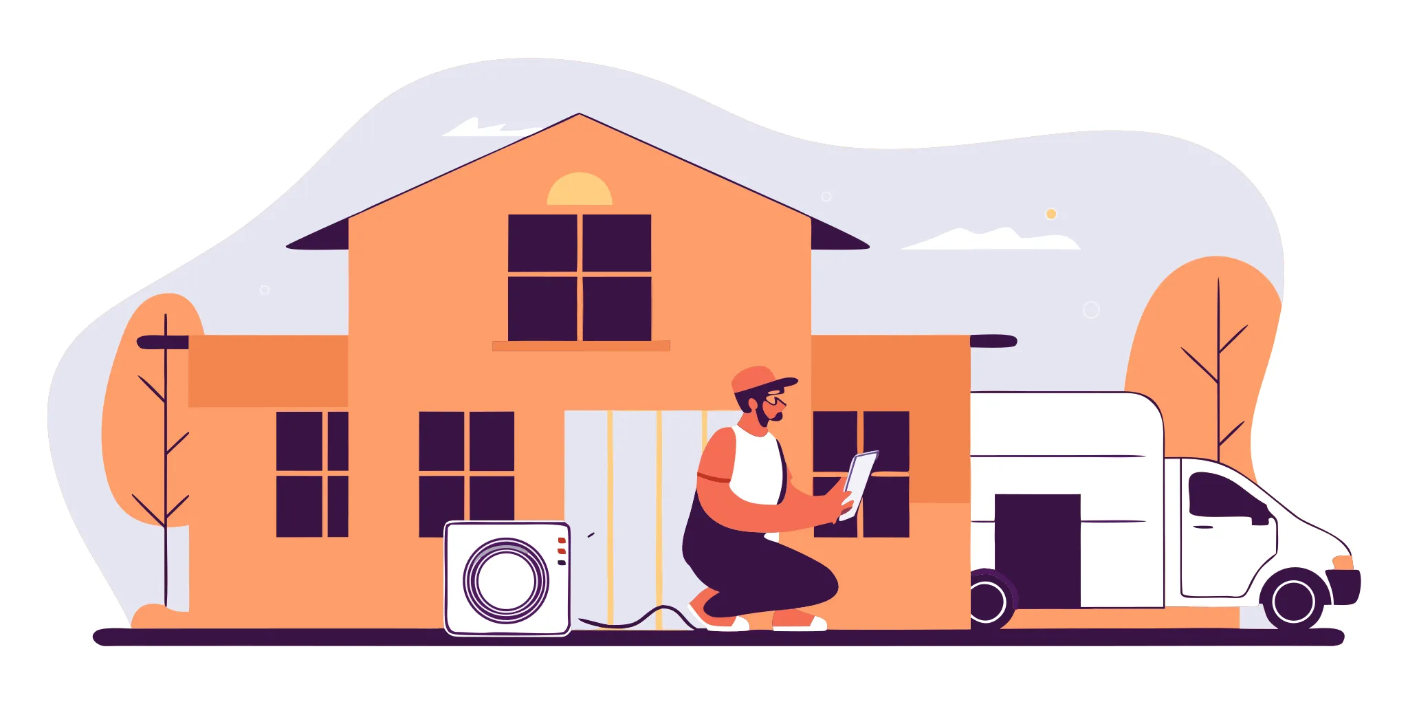 An HVAC technician performing an emergency 24 hour AC repair.