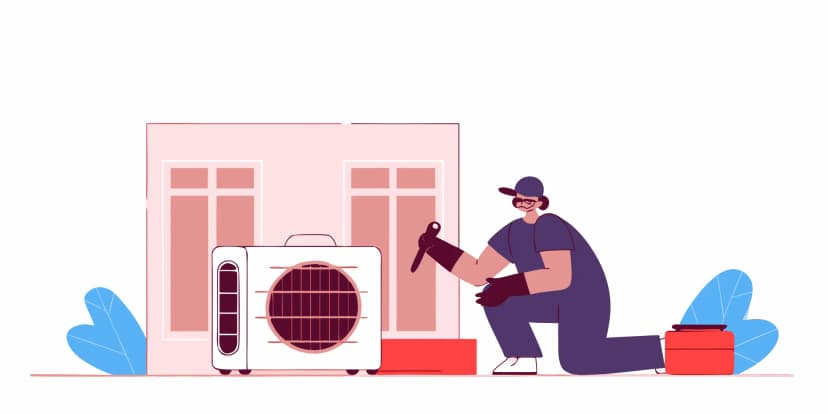 Technician performs an AC repair on an older unit to decide if it needs to be replaced.
