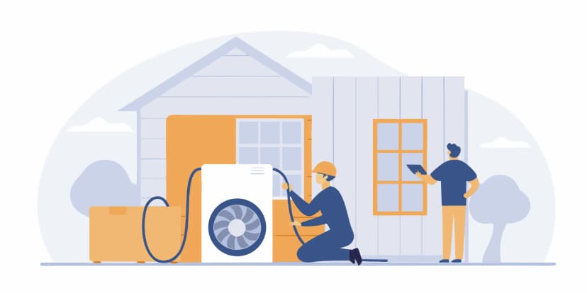 Technician providing a free estimate for an AC repair on a tablet.