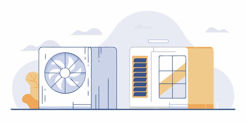 An old and new air conditioner compared for the choice of AC replacement vs repair.