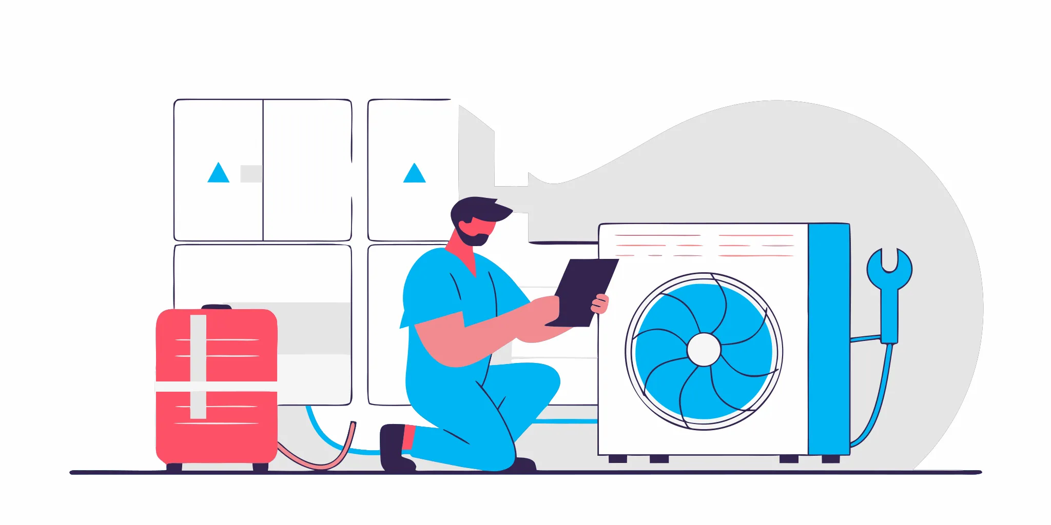 Technician inspecting an AC unit to calculate the AC repair cost.
