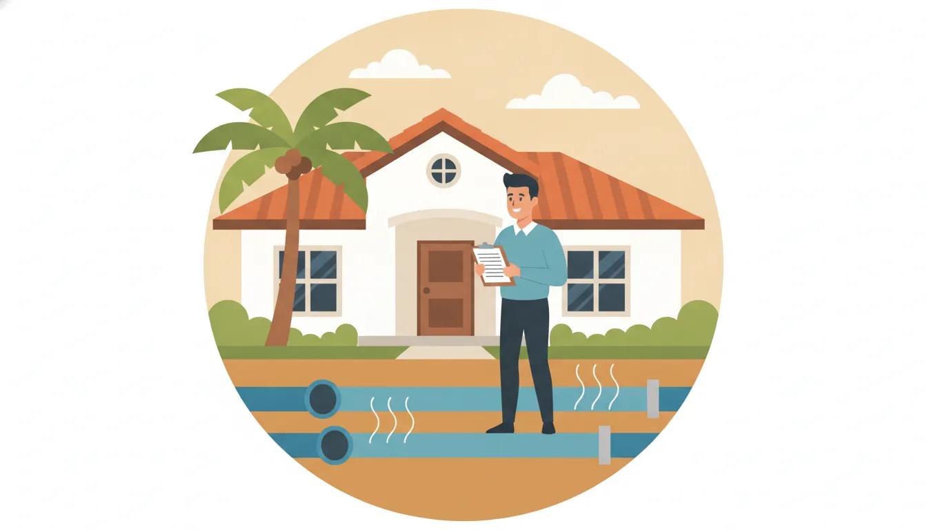 Vector illustration of a property manager reviewing vacant property sewer testing
