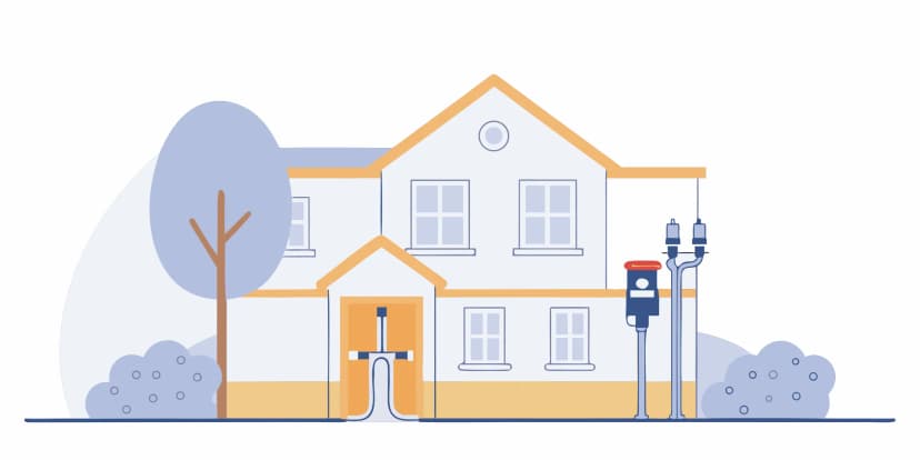Flat vector illustration of tree roots invading an underground sewer line with a camera inspection.