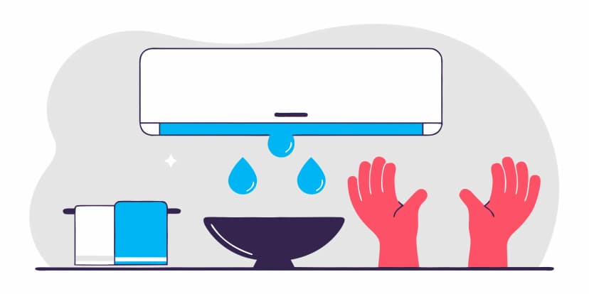 Water leaking from an air conditioner unit requires urgent AC repair.